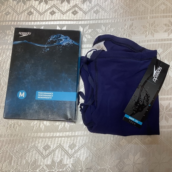 Speedo Swim Trunks Boys Size 26 Age 7-8, Racing Suit PowerPlus Jammer Navy - Picture 11 of 15